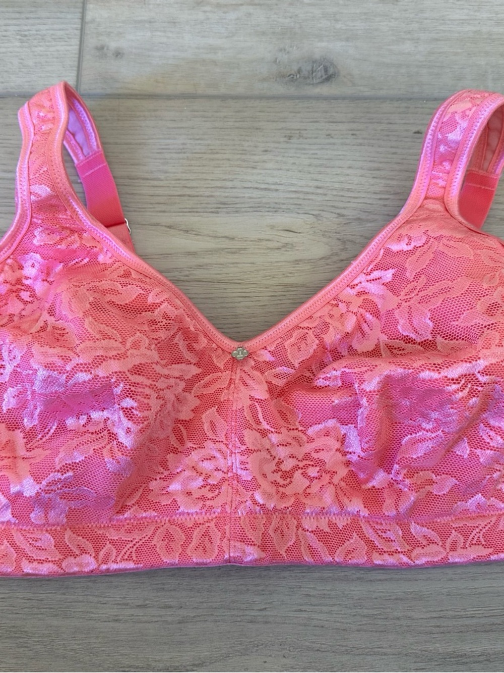 Breezies Coral Pink Lace Wireless Bra